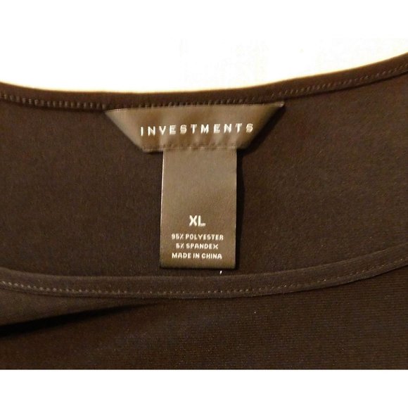 Investments Dress XL Black Slinky Stretch Travel Knit A Line Scoop Neck 3/4 Slv - Picture 9 of 9